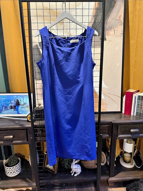 Kasper Dresses & Skirts - Kasper Royal Blue Square Neck Sheath Midi Dress Blue